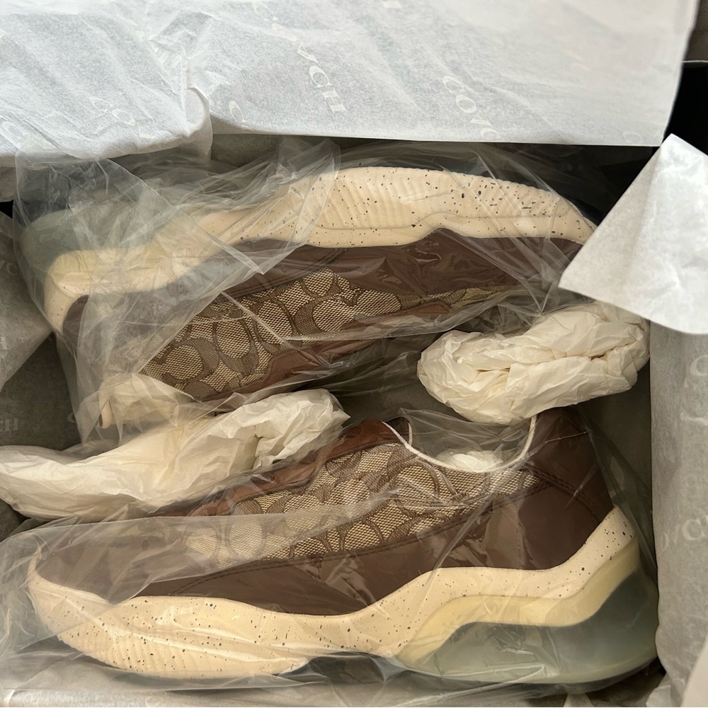 Coach Brown and Cream Athletic Sneakers
